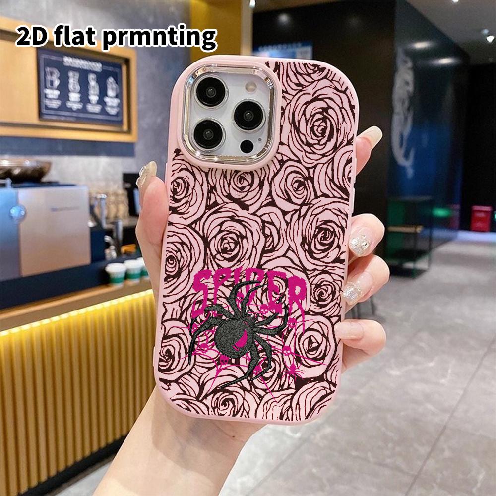 Phone Case: 2D flat design suitable for iPhone 18 17 16 15 14 13 Pro protective case, couple style, Black Widow spider, Christmas and Halloween gift
