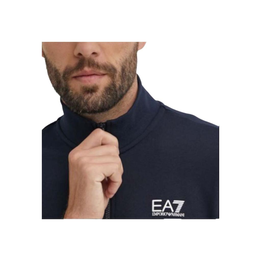 Emporio Armani EA7 Solid Color Stand Collar Zip Casual Sports Suit Men suits Navy-Blue 8NPV67-PJVTZ-1562