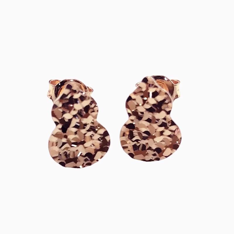 Exquisite Russian 585 Purple Gold Crushed Ice Gourd Stud Earrings Fashionable Shiny Rose Gold Plated Small Stud Earrings Women