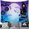 Sovrum Heminredning Halloweenväggbonad Fladdermus Pumpalykta Glad Halloween Väggbonad Festbakgrund Väggbonad