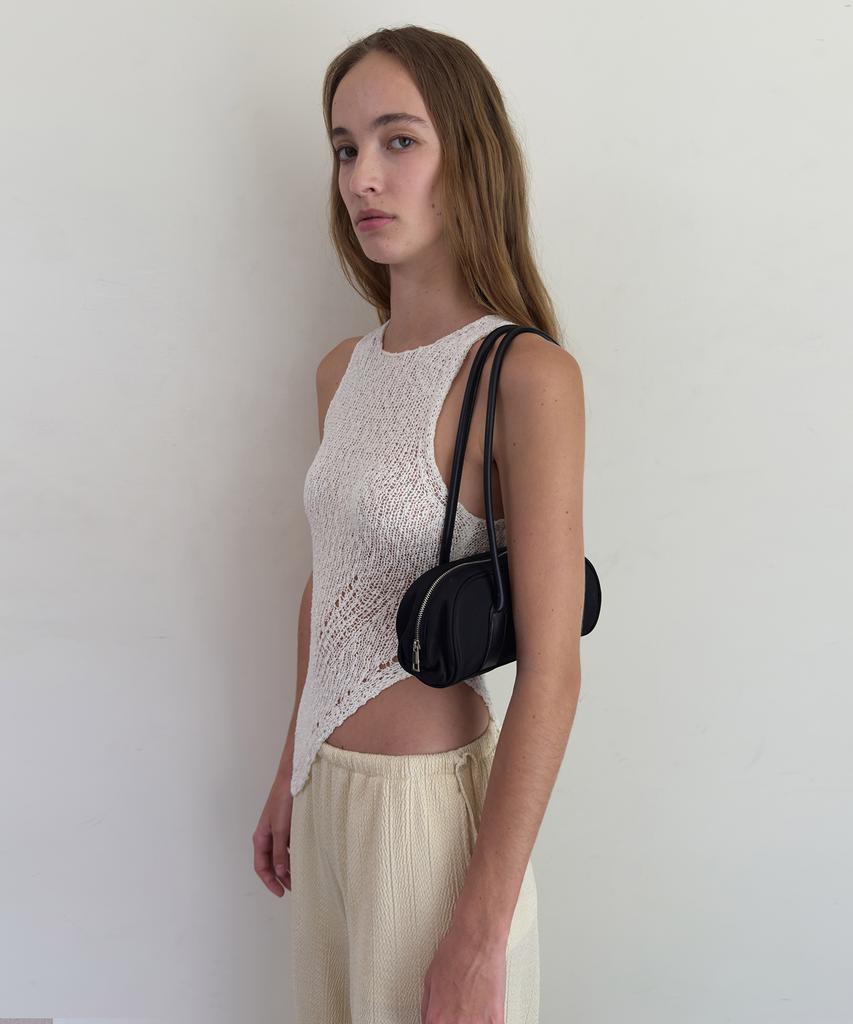 Diagonal Sleek Mini Shoulder Bag (Black)
