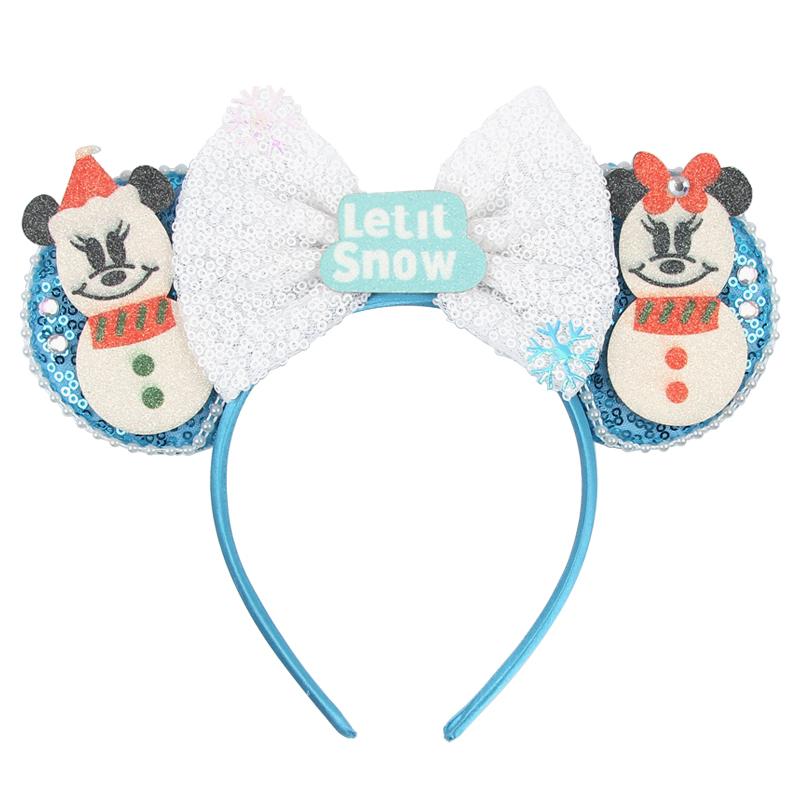 Neues Weihnachts-Mausohren-Stirnband für Mädchen Einheitsgröße Pailletten Schleife Haarband Festival Party DIY Haarschmuck Boutique