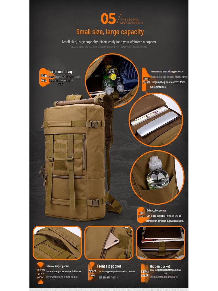 Men's Large Outdoor Mountaineering Backpack, Multifunctional Travel and Storage Bag