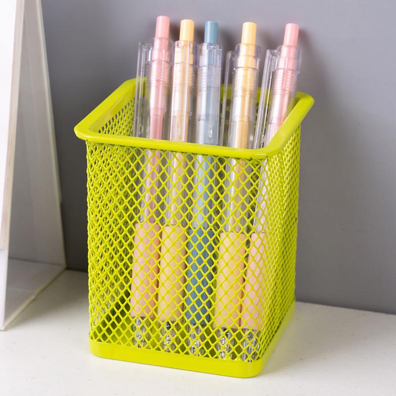 Stationery Pencil Bag Desktop Pencil Bag Creative Metal Mesh Hollow Design Student Color Pencil Large Capacity Pencil Bag