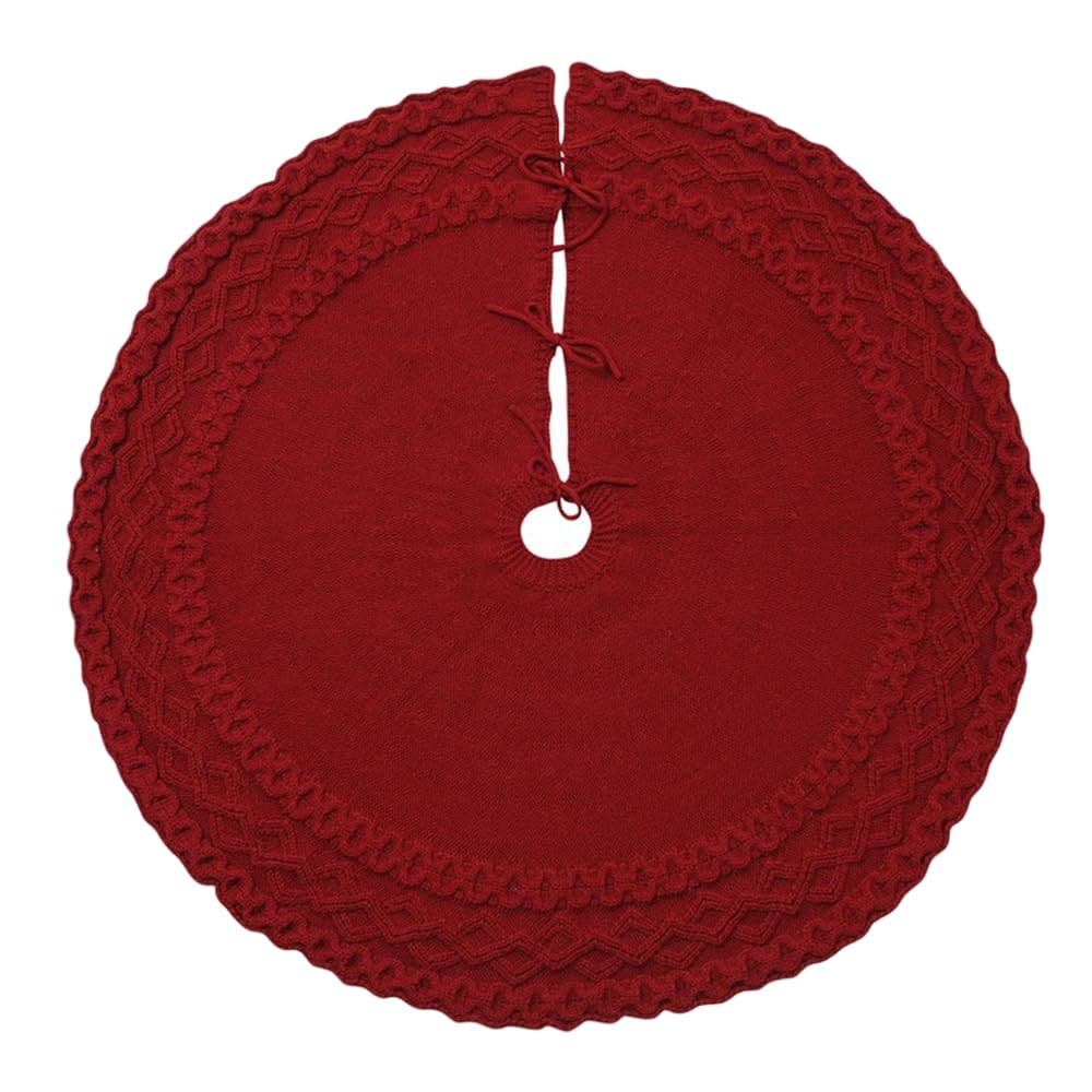 

Christmas tree skirt with a wavy knitted carpet Christmas for indoor and outdoor perfect for Christmas parties and other festive occasions