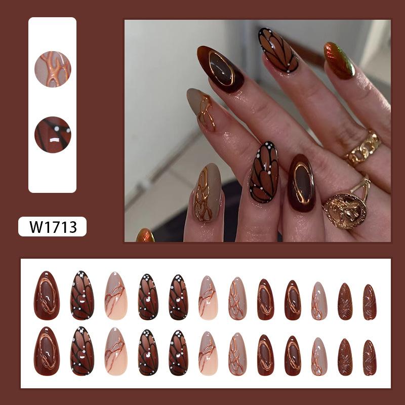 

False Nails Butterfly Wings Wear Nail Three-dimensional Corrugated Removable Nail Patch Nail Patch 24 pieces