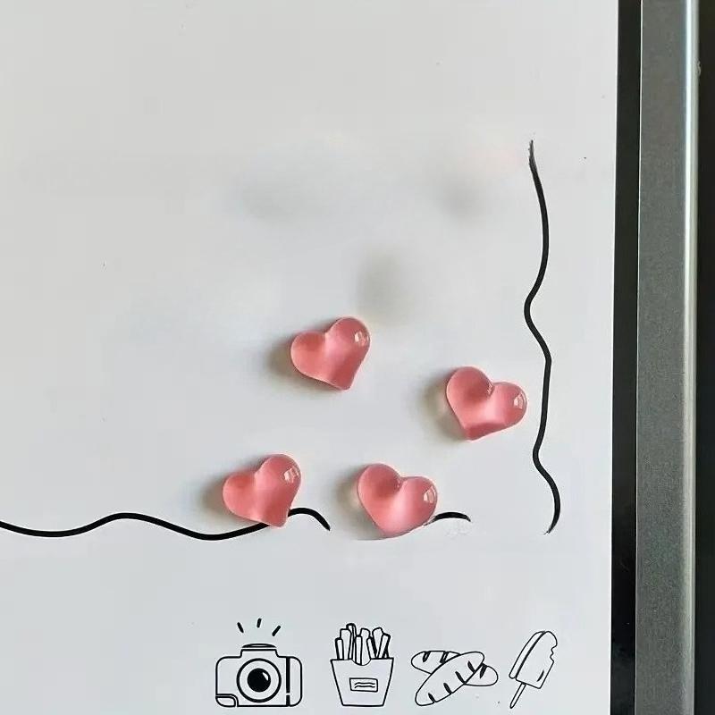 Transparent Heart Shaped Fridge Magnets 10pcs Simple Stylish Memo Board Stickers DIY Mini Home Fridge Decoration Accessories