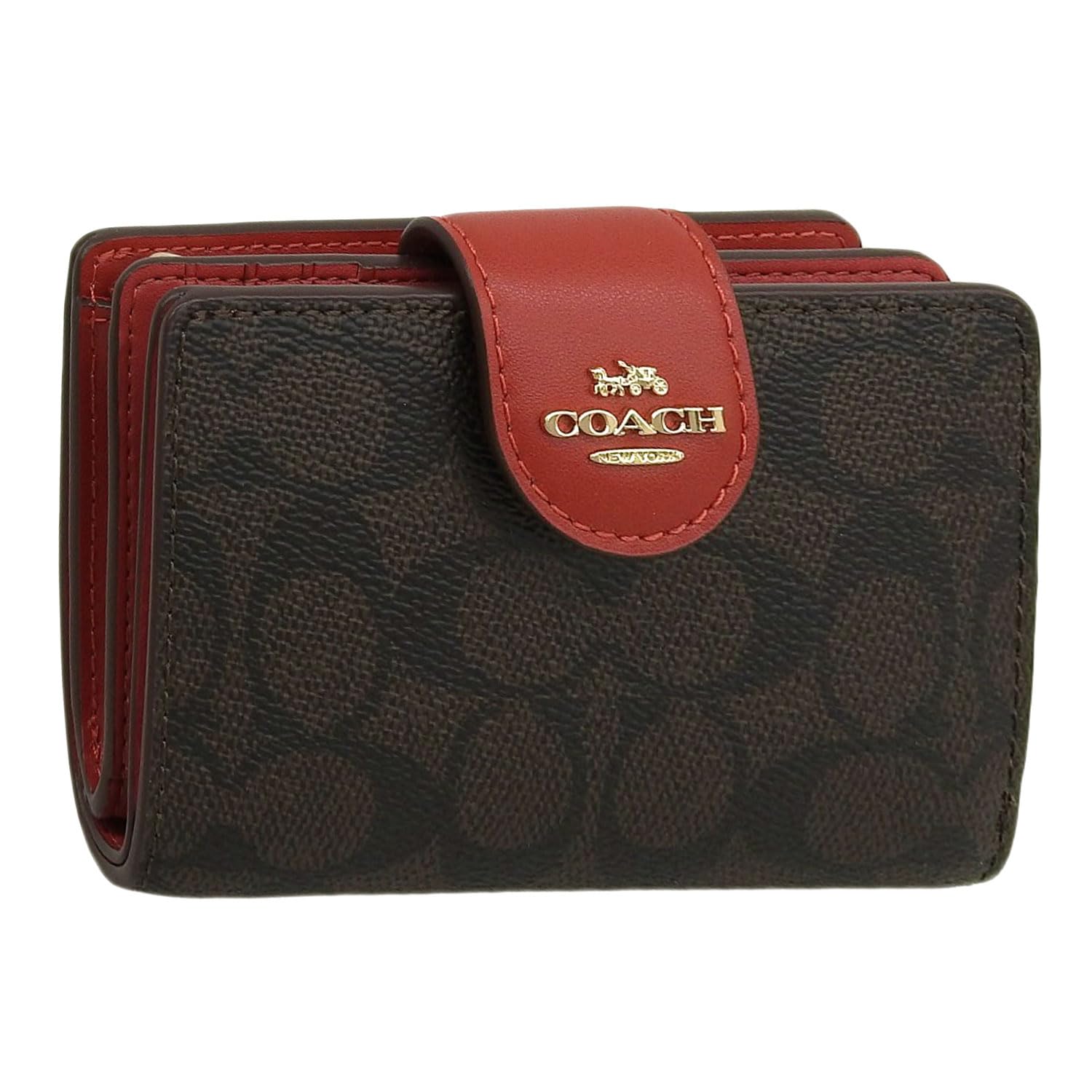 

Wallet Bifold Folding Wallet Compact Outlet Brand Brown Red Medium Corner Zip Wallet Signature Canvas MDM CRNR ZP SIG CW786IMXD0 COACH [Coach] Women s