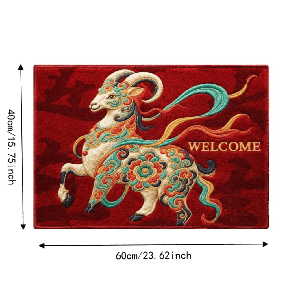 Chinese Style Year of The Sheep Mat Cartoon 2027 Lamb Door Mat Sheep Foot Pad Spring Festival