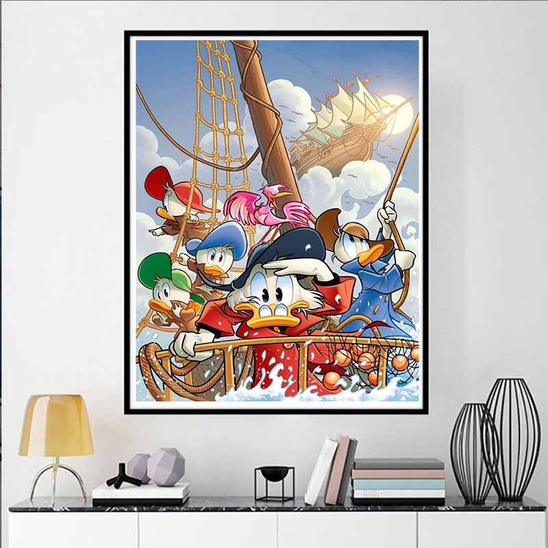 Disney 5D DIY Diamond Painting Donald Duck Club Illustration Cartoon Full Diamond Mosaic Diamond Painting Art Wall Decoration Craft Set