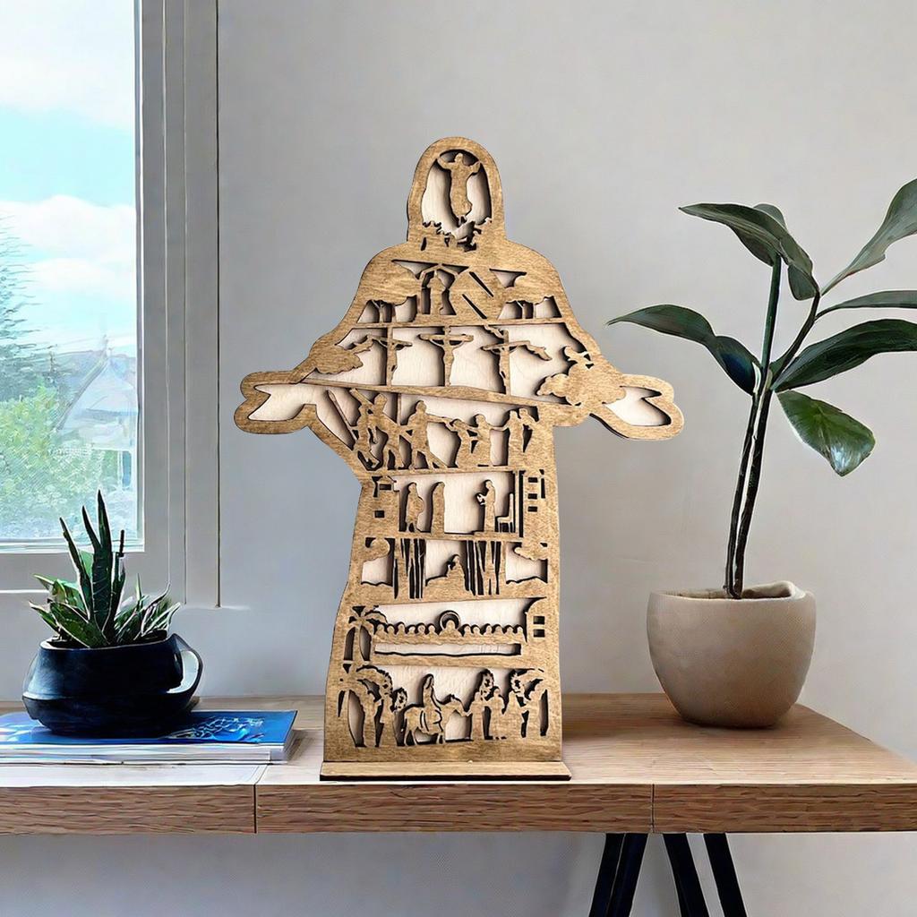 Christ Statue | Resurrection Decor - Tabletop Wood Easter Decor Spiritual Decor For Bathroom Bedroom Kitchen