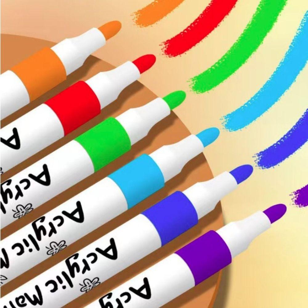 Waterproof 12/24/36/48/60 Colors Acrylic Marker Drawing Multicolor Markers Brush Pens Set  School