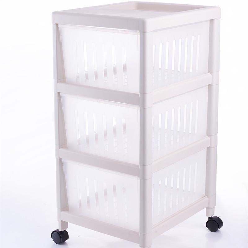 Transparent Kitchen Storage Cabinet with Wheels: Multi-Layer Organizer for Fruits and Vegetables