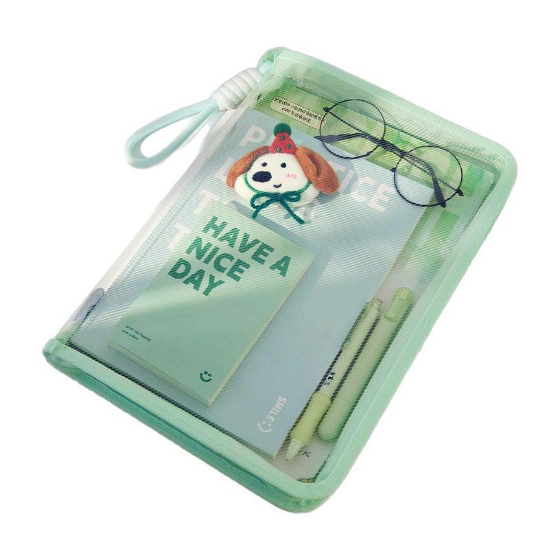 A4 Pastel Zipper Clipboard & File Bag with Handle - Large Capacity Office Tote