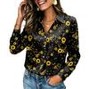Women's Color Long Sleeve Button Down Blouse with Pocket for Work Casual