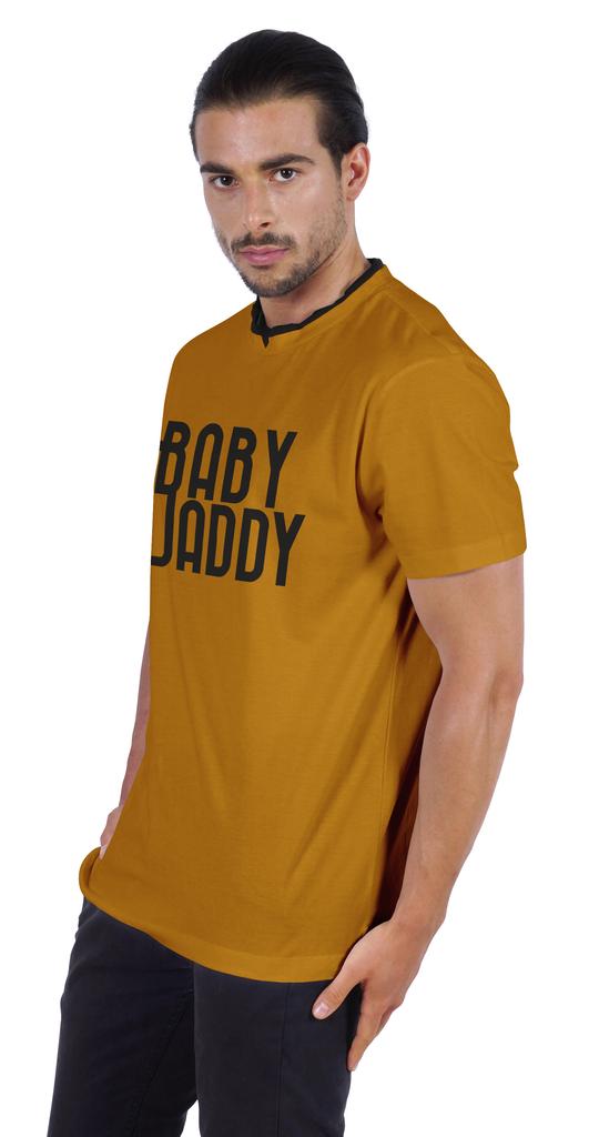 Inkmeso Men  s Graphic Quote   Baby Daddy   Tshirt For Dads Round Neck with V Cut