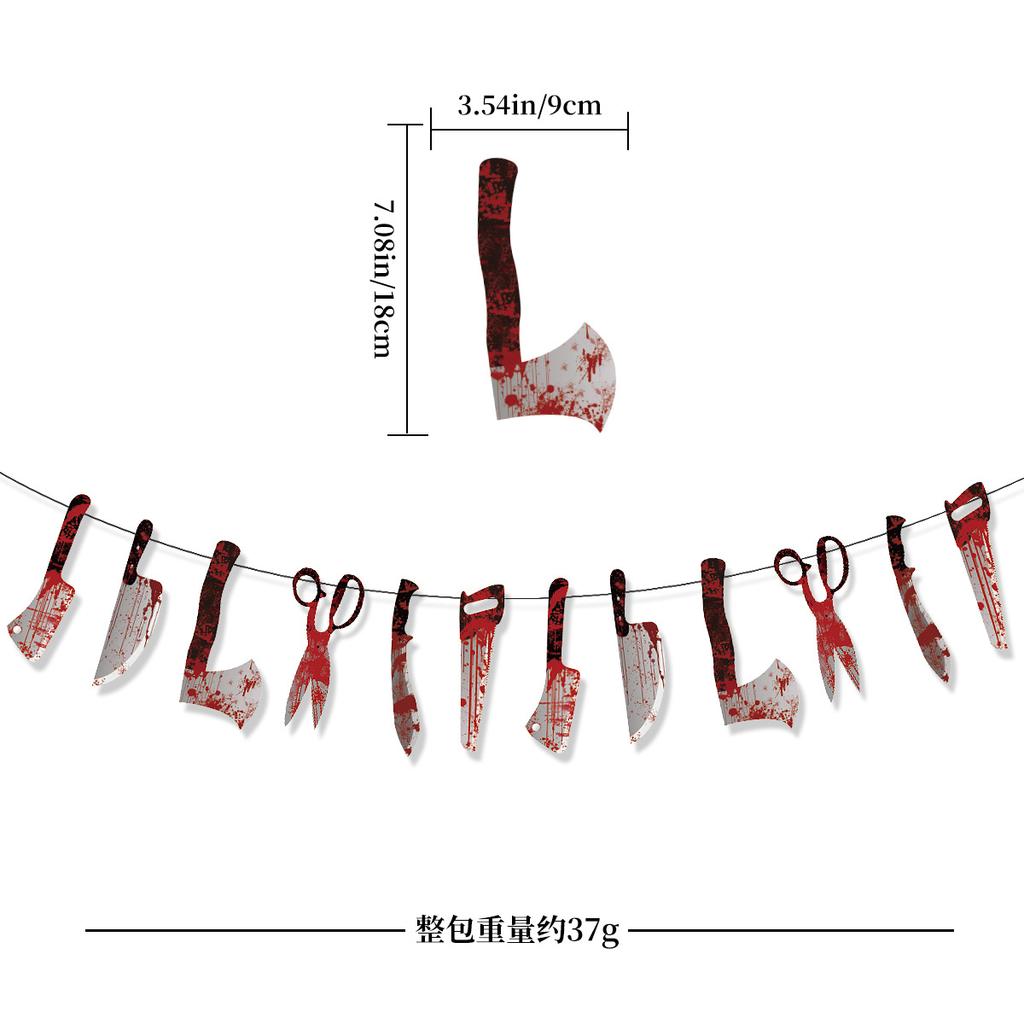 250,000 Holy Day Party Decoration Horror Blood Theme Birthday Flag Blood Knife Latte Power Strip Set