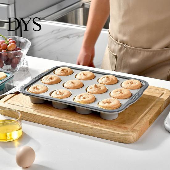 Muffins Baking Tray Silicone Muffin Pan for Baking, 6/12-Cavity Easy Release Cake Clean Mold, Food Grade Nonstick Cupcake Mold Kitchen Flexible Cups