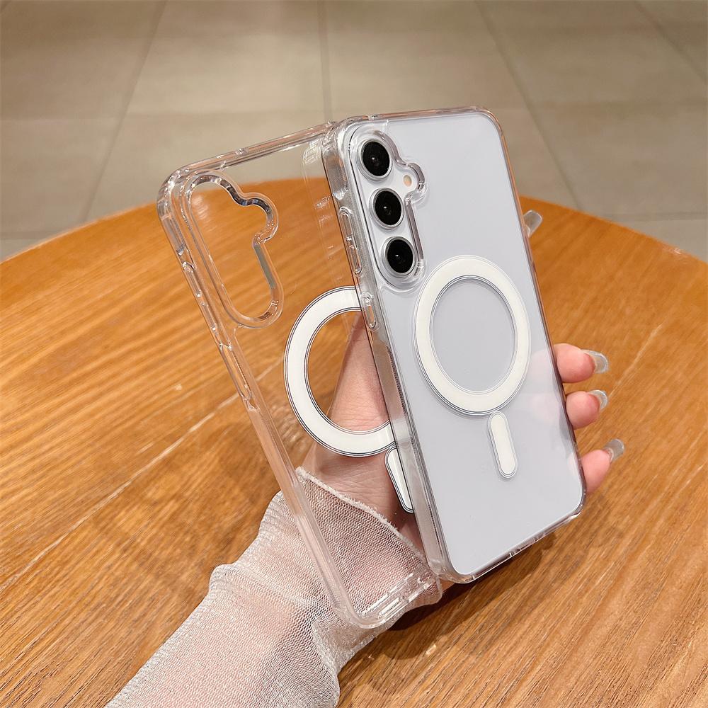 Magnetic Case For MagSafe Cover for Samsung Galaxy S23 S22 S21 S20 Plus S24 FE S25 Edge Ultra Transparent Shockproof Clear Cover