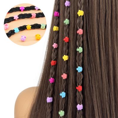 60pcs Hair Braids Beads Headwear Cute Candy Colors Plastic Hairpins Summer Hair Claw Clips For Women Girls Hair Ring for Braids