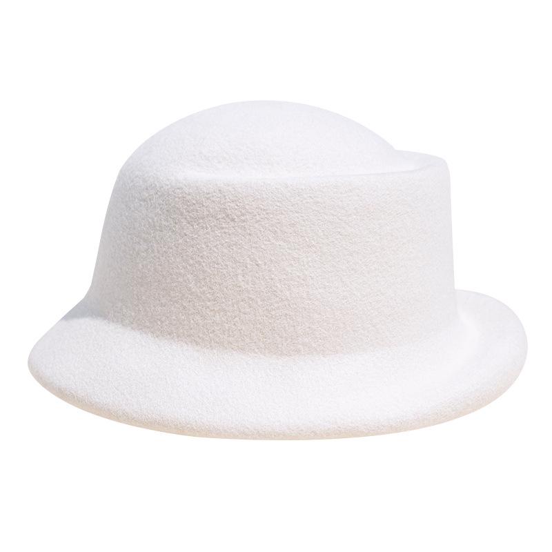 2025 Women's Winter British Retro Wool Felt Top Hat with Elegant Upturned Brim