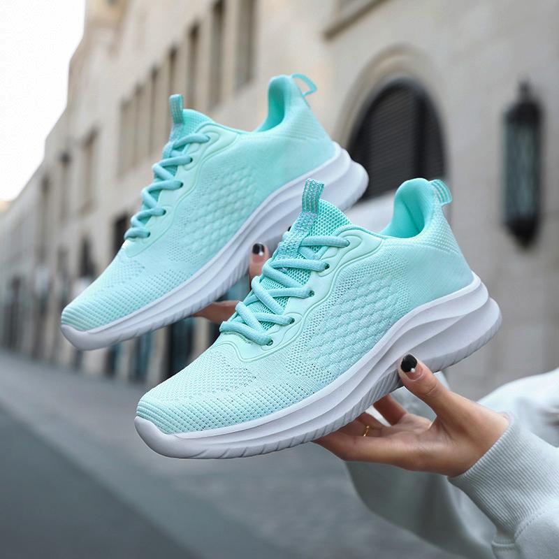 2025 Women's Sports Shoes Summer Knit Breathable Lightweight Sneakers For Women Casual Lace-up Women Running Shoes