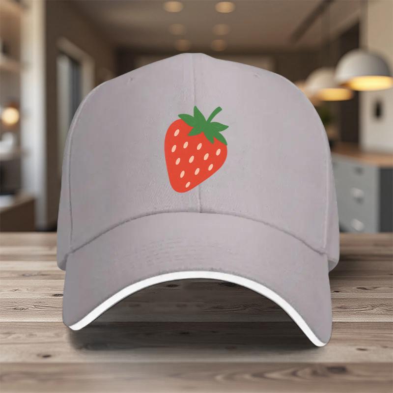 Strawberry Graphic Baseball Cap Unisex Polyester Adjustable Sport Outdoor Sun Shade Trendy