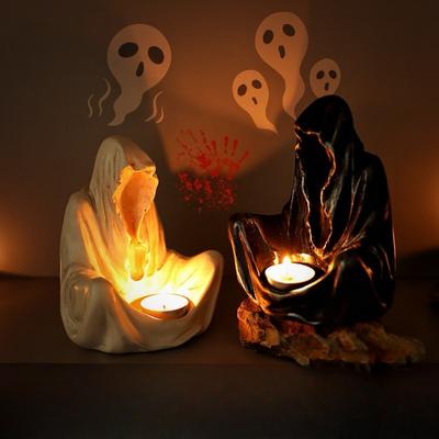 Wizard Cloak Candlestick OrnamentA Niche Resin Halloween Party Atmosphere Decoration