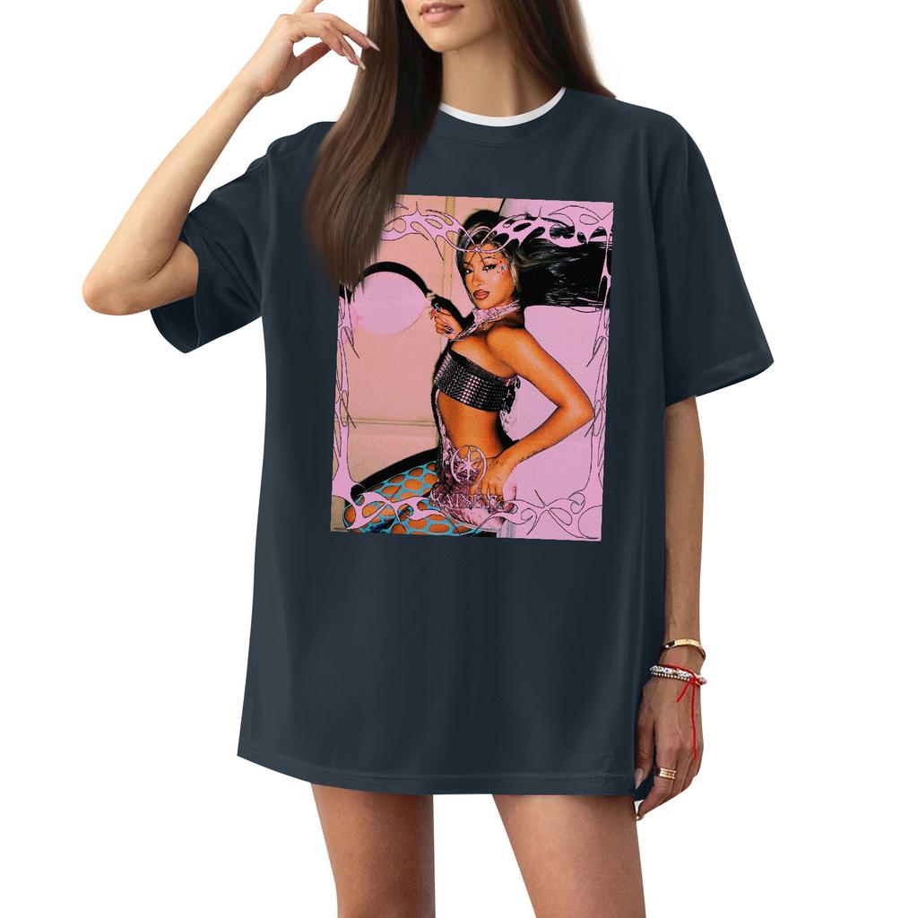 Women's Casual Printed T-Shirt Round Neck Pullover Short Sleeve Top