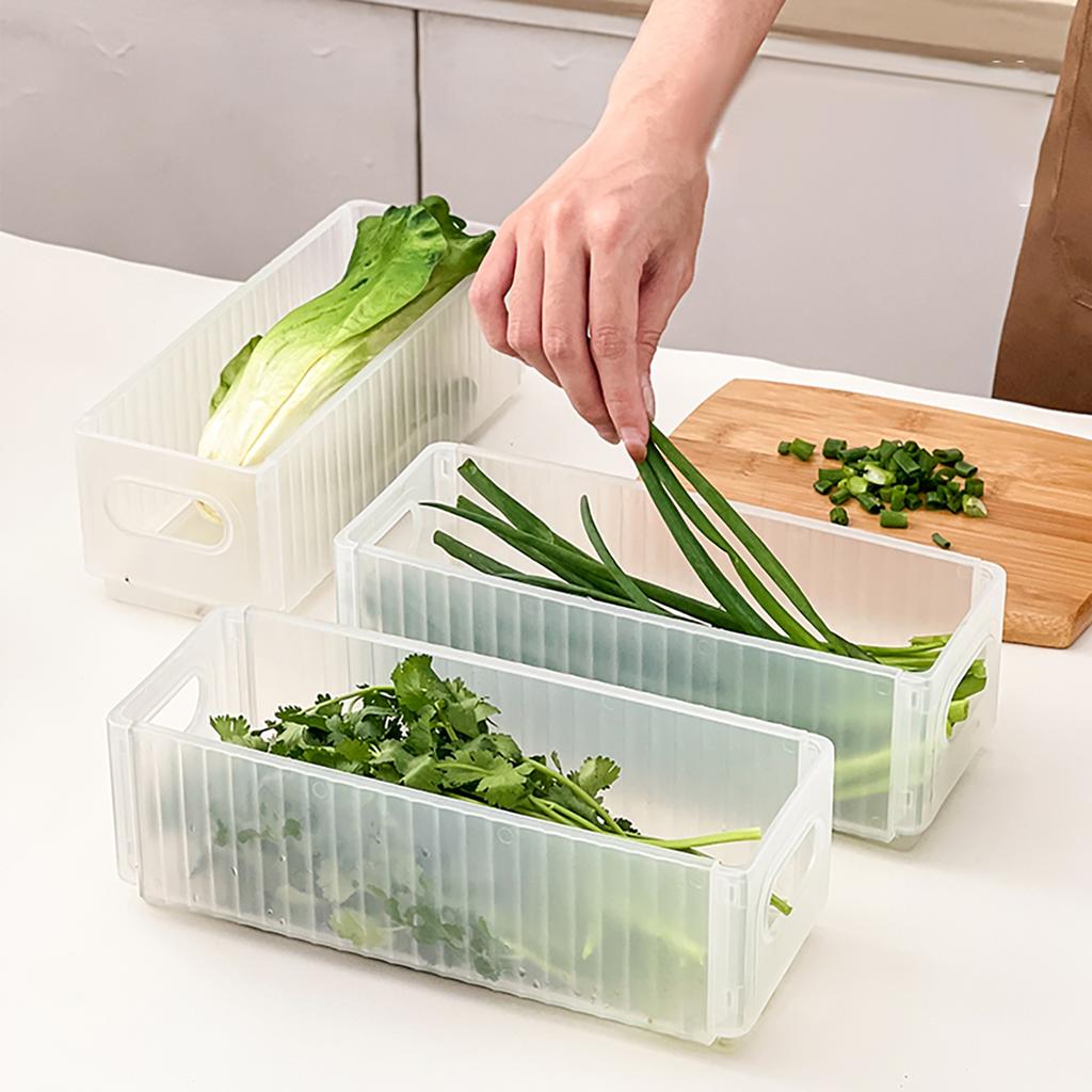 Refrigerator Storage Box Foldable Plastic Fresh-keeping Box Egg Noodle Scallion Storage Container Kitchen Storage Organization
