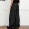 INCERUN Men Zip-up Waist Pockets Casual Loose Long Wide Legs Pants Trousers