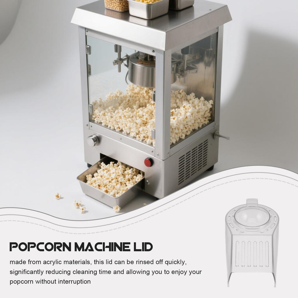 Transparent Acrylic Popcorn Machine Cover Lid Easy To Clean Heat Resistant Splash Proof Sturdy Clamp Structure