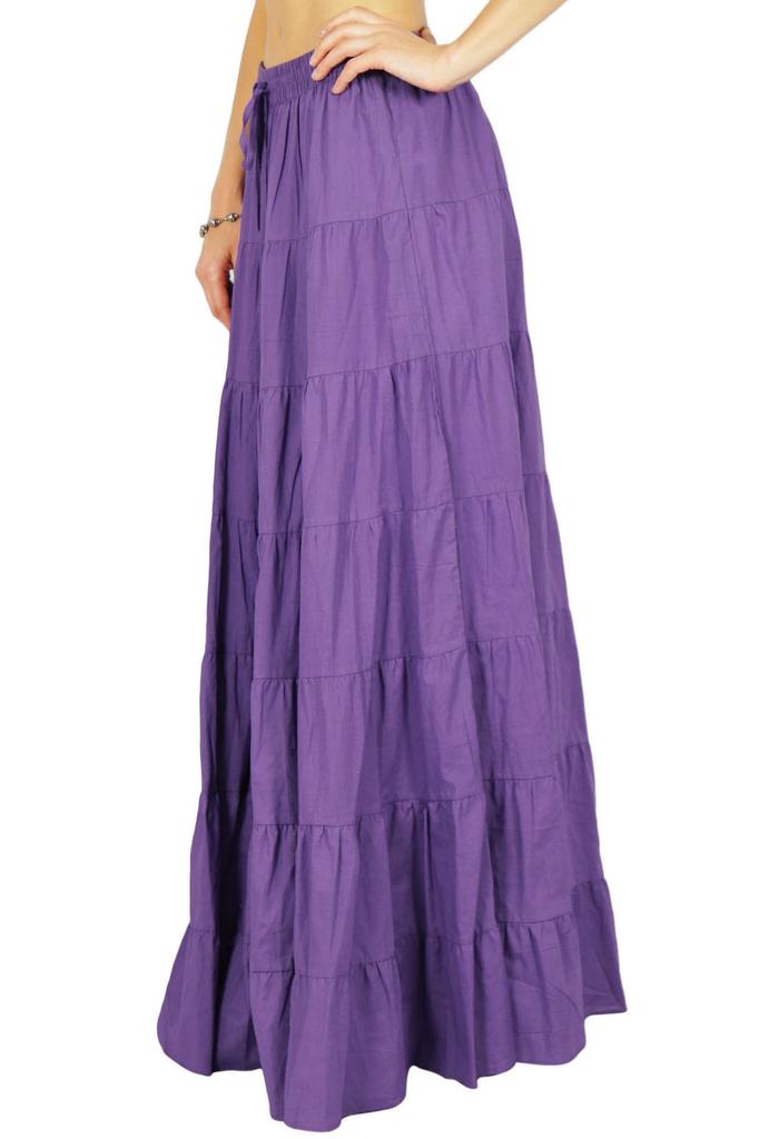Phagun Damen Sommer Baumwolle Ziegelrot Rock Ethnisches Design Kordelzug Taille -
