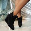 High Heels Women Fur Snow Ankle Boots Winter Suede Warm Plush Wedges Shoes 2025 Trend New Office Shoes Party Pumps Botas Mujer