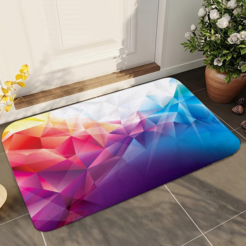 1 Stück Bunte Geometrische Block Badezimmer Saugfähige Matten Rutschfeste Matten Heimdekor Zubehör Teppiche Heim Küche Bodenmatten
