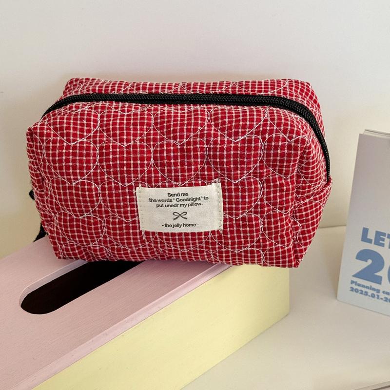Neue Niedliche Kosmetiktasche für Damen Tragbar Reise Klein Kosmetiktaschen Mode Kariert Reißverschluss Kulturtasche Waschbeutel Aufbewahrungstaschen