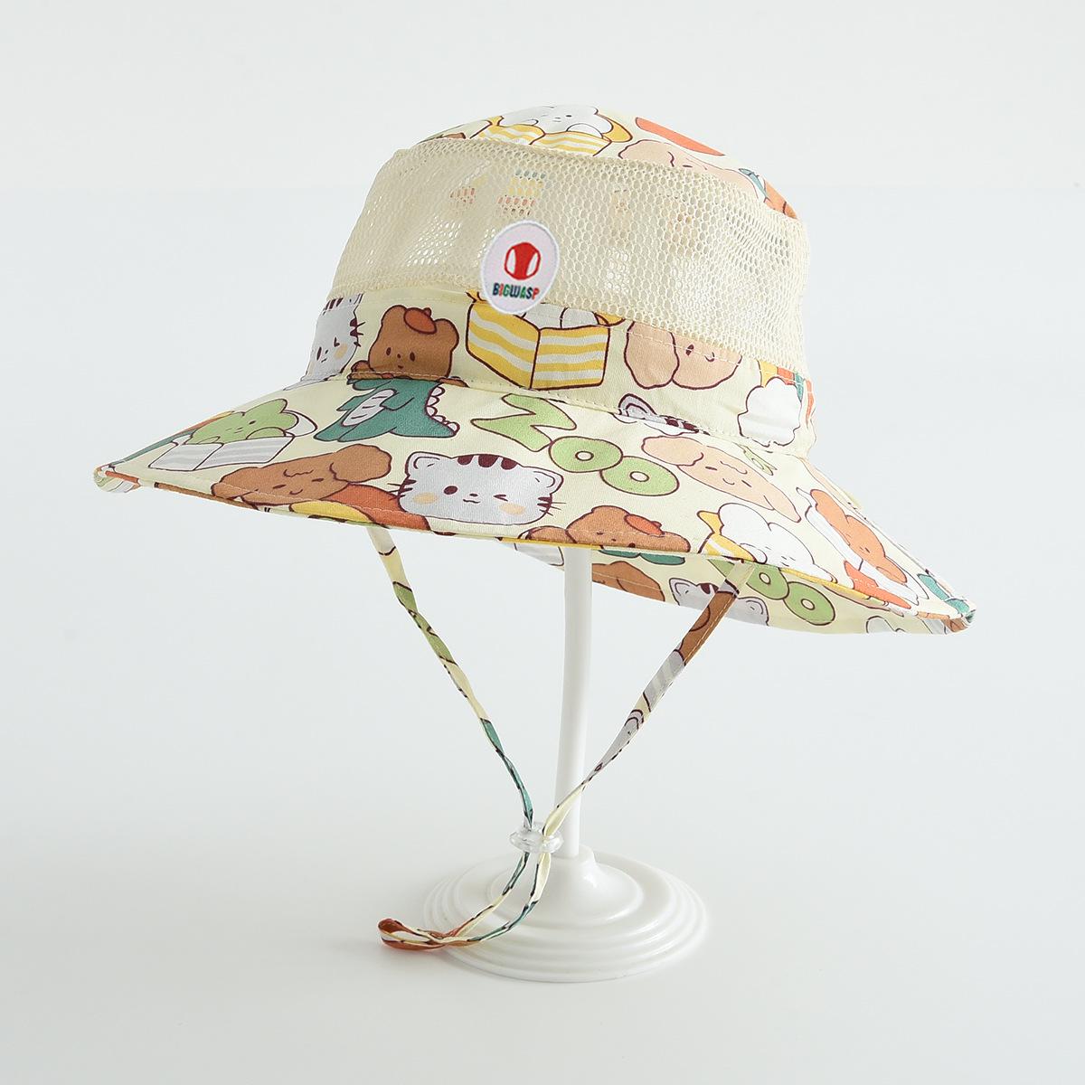 Kids  Dinosaur Pattern Wide Brim Sun Protection Bucket Hat 50-52 cm Hat Circumference