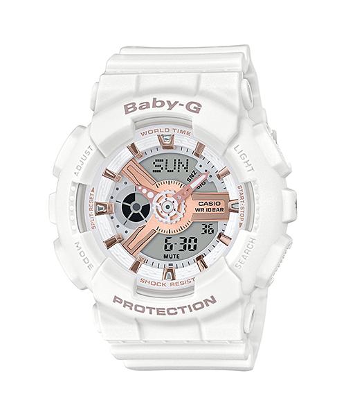 Casio Men s Resin 100M Water Resistant Analog Shock Resistant Quartz Watch BA-110RG-7A белый