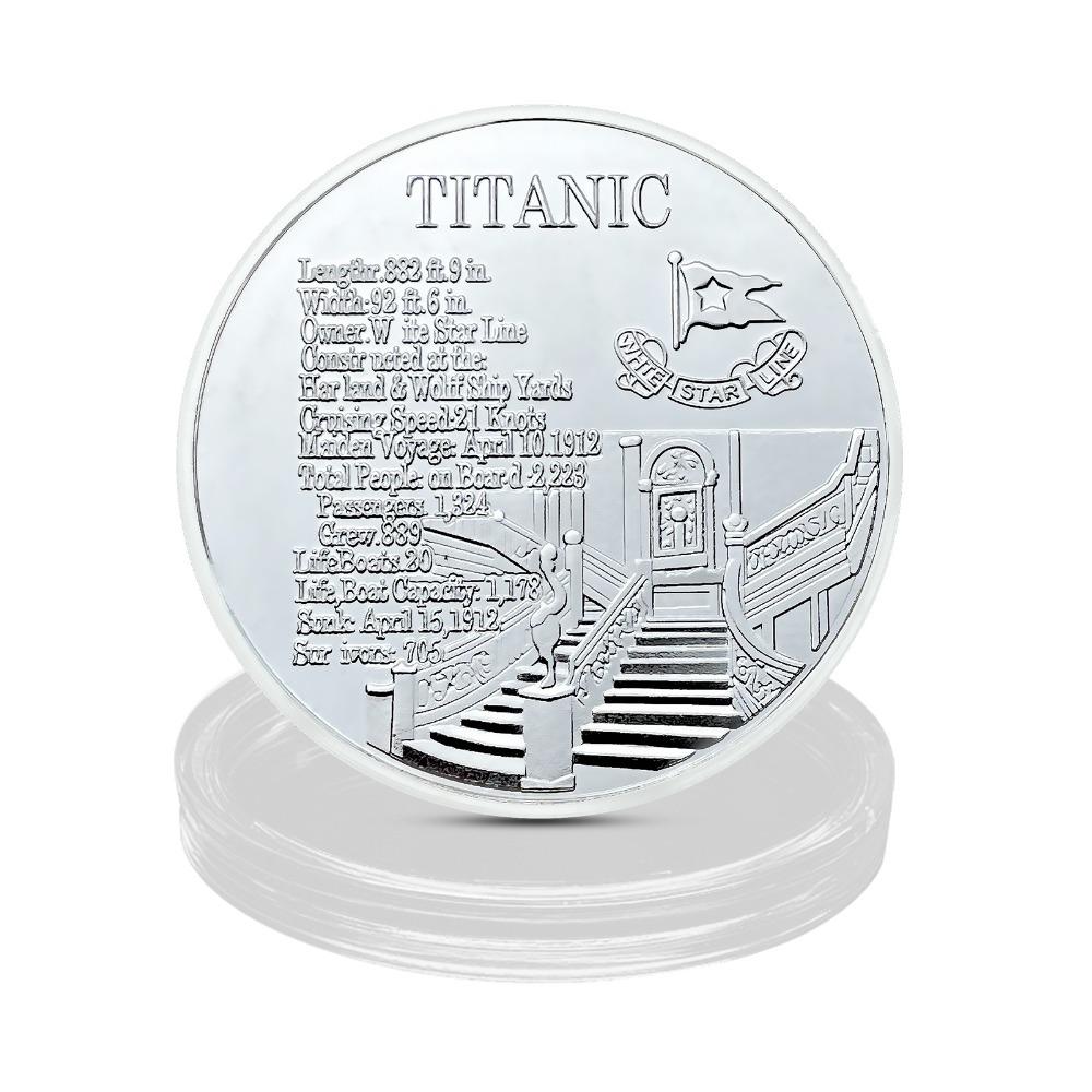Titanic, vrakscen, färg, relief, hantverk minnesmynt, presentval, prydnader, Romantisk Kärlek Minnesmynt