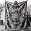 Black And White Tiger Throw Summer Lightweight Flannel Blanket Soft Breathable AC Throw for Sofa Bed Travel Cozy Nap