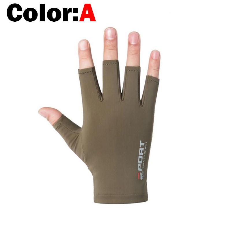 1 OUTKIT 1 Pair Fishing Gloves Men Half Fingers Ice Silk Gloves Outdoor Summer Sunscreen Non-slip Gloves Sunscreen Free Size