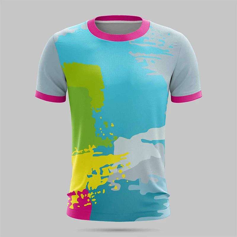 Herren Wandern Outdoor Sport T-Shirt Mode 3D Druck Design Streifen T-Shirts Für Männer Kleidung 2025 Sommer Locker Atmungsaktiv Tee Tops