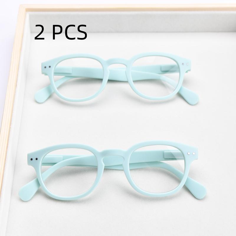 2Pcs Suit Round Reading Glasses Women Glasses Frame Retro Prescription Frames Men Orange Eyeglasses Frame Spring Hinge