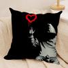 Graffiti Artist BBanksy Cushion Cover Silky Short Plush Invisible Zipper Dustproof Sofa Pillow Case For Home Decor
