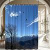 1pc Trees And Birds Blue Sky Scenery Shower Curtain Natural Landscape Pattern Bathroom Decoration Polyester Fabric Contains