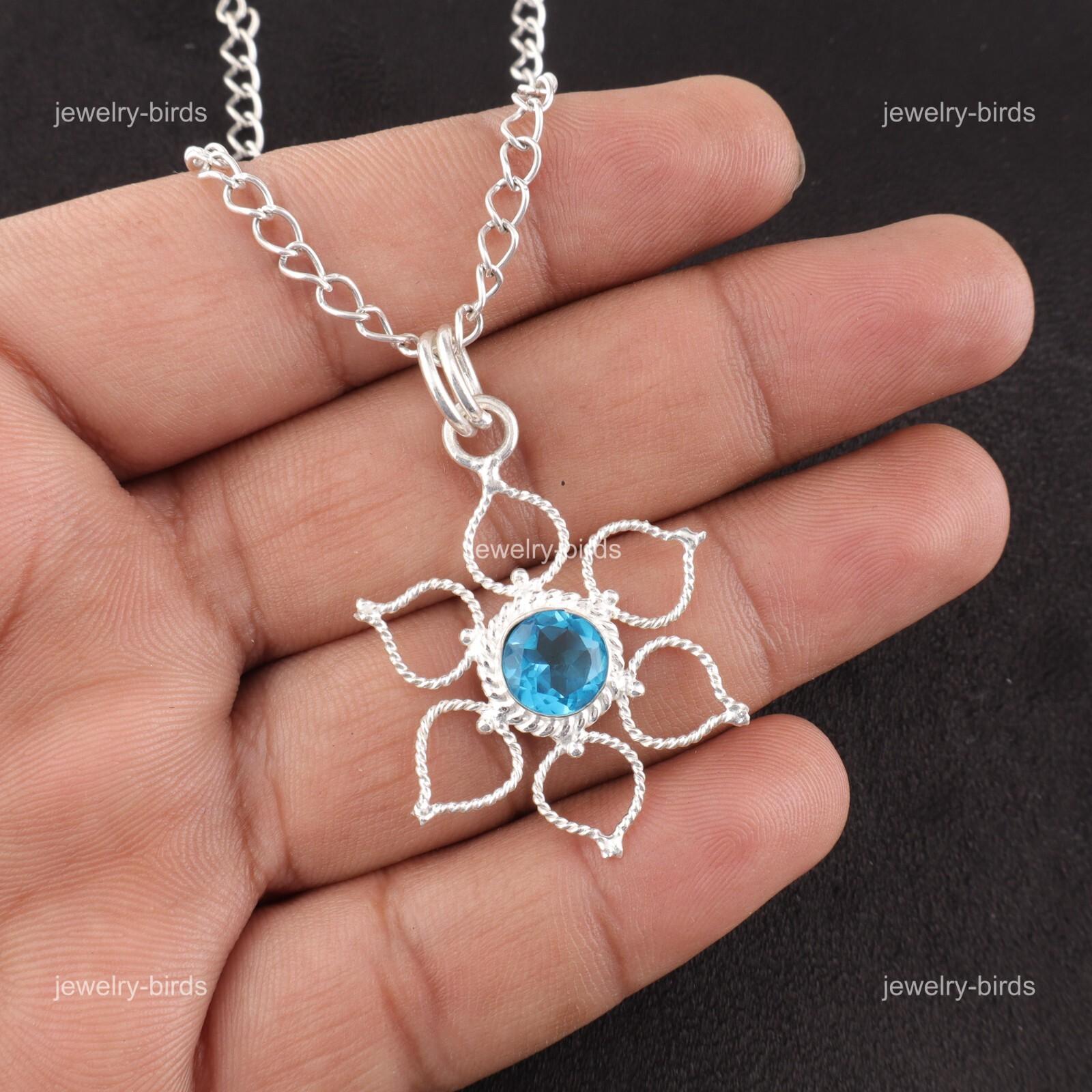 

Натуральный швейцарский голубой топаз серебро 925 пробы День памяти модная подвеска ювелирное изделие PP-18-9