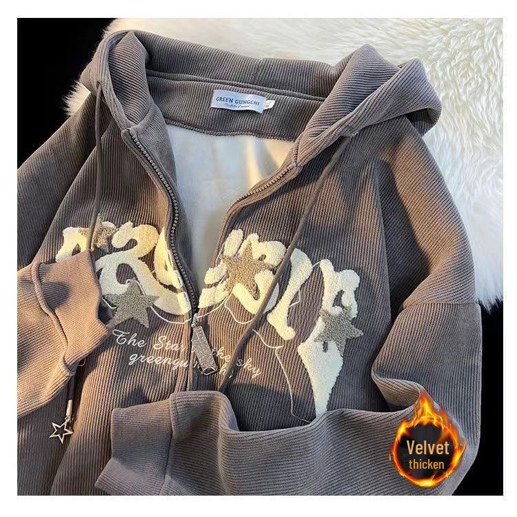 Men's Vintage Fleece-Lined Corduroy Hooded Cardigan