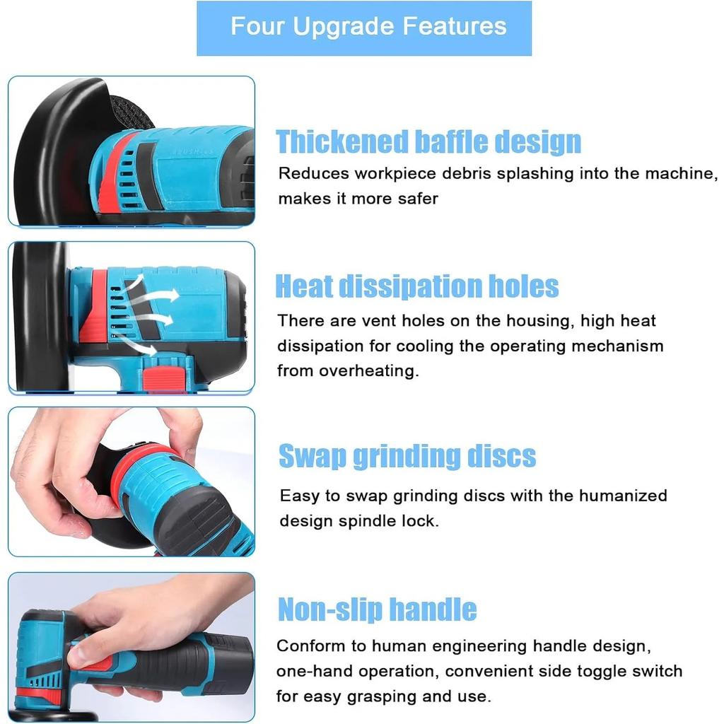 Mini Angle Grinder, 19500rpm Electric Grinding Tool Mini Grinder Handheld Cutter,with 1pcs 12V 3600mAh