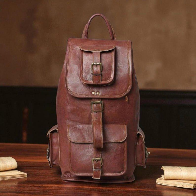 Personalized Leather Backpack For Women Men Travel Backpack, Personalized Christmas Gift, Unisex Rucksack, Backpack for Men, Woman Backpack