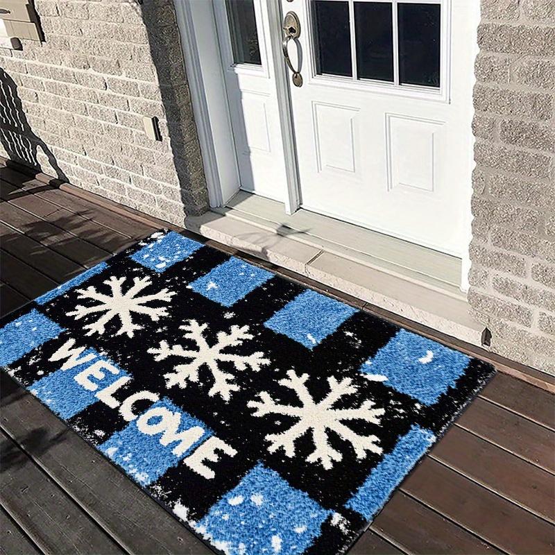 

Flannel Thickness 0.47inch Door Mat, Christmas Snowflake Welcome Print Non-Slip Mat, Comfortable Floor Mats, Machine Washable fo 40x60cm